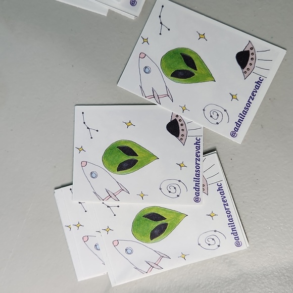 Custom Order @adnilasorzevahc Alien Doodle Business Thank You Cards 50pk - Picture 7 of 11